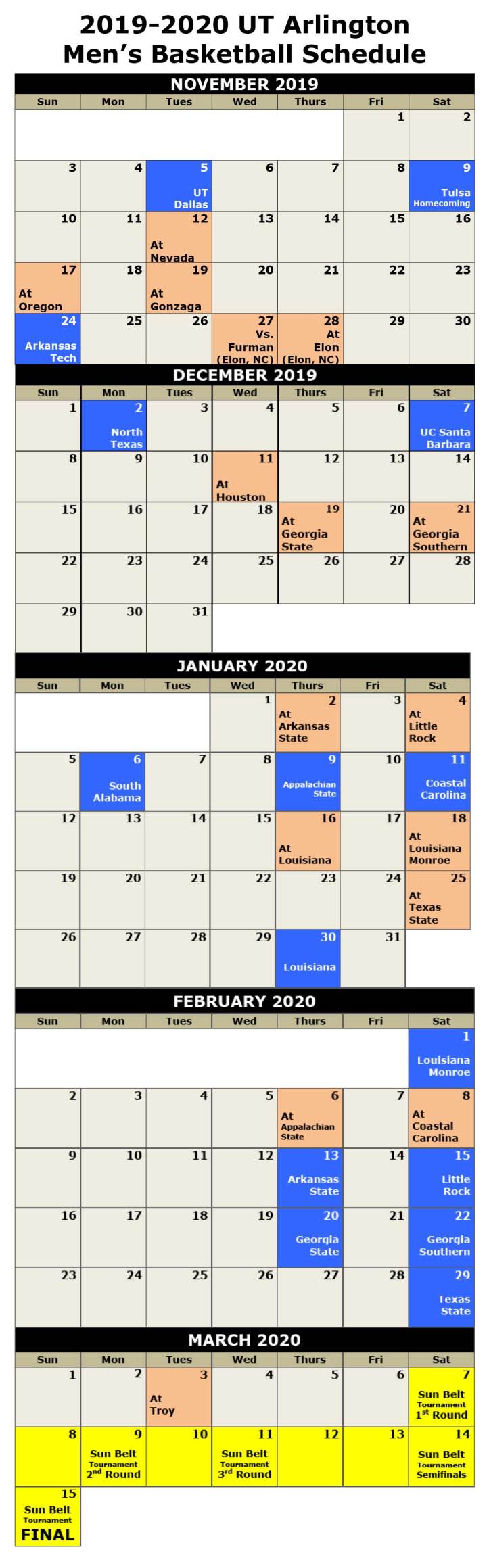 2019-2020-UT-Arlington-Men's-Basketball-Schedule-FINAL